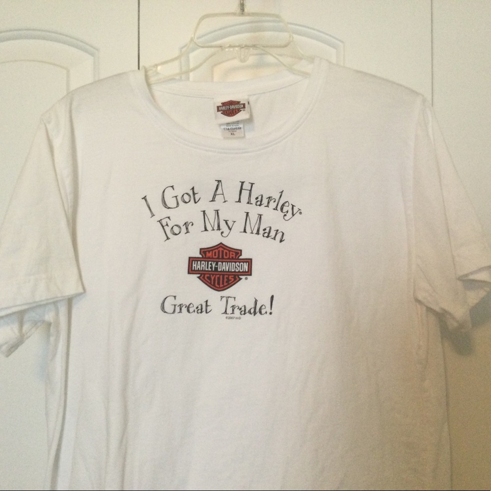 White ladies short sleeve Harley Davidson tee Sz X-LARGE